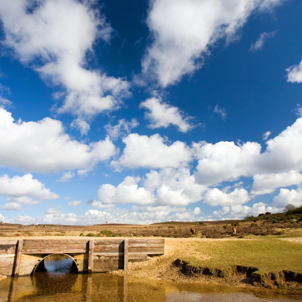 Белые облака над мостом
