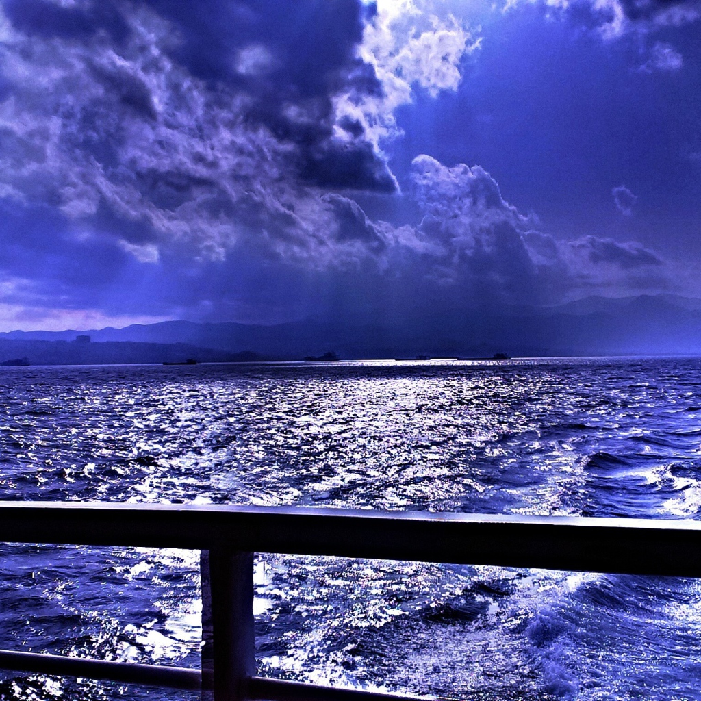 Blue sea behind