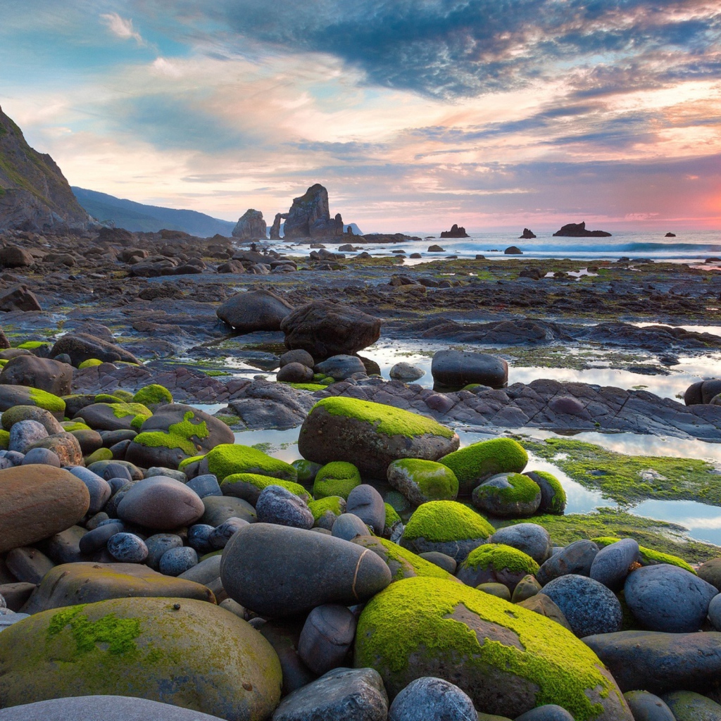 Мох на валунах у моря