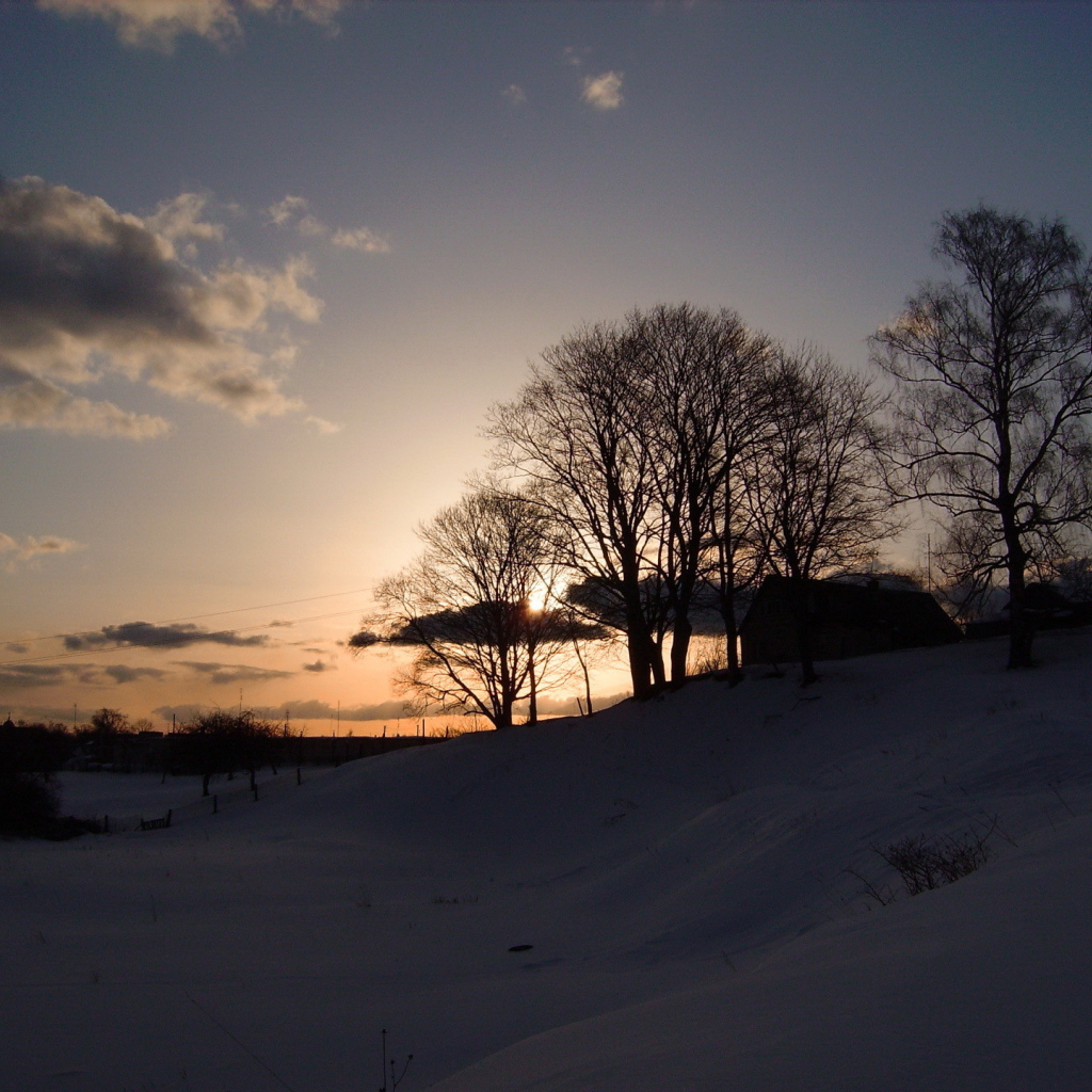 Зимний вечер в деревне