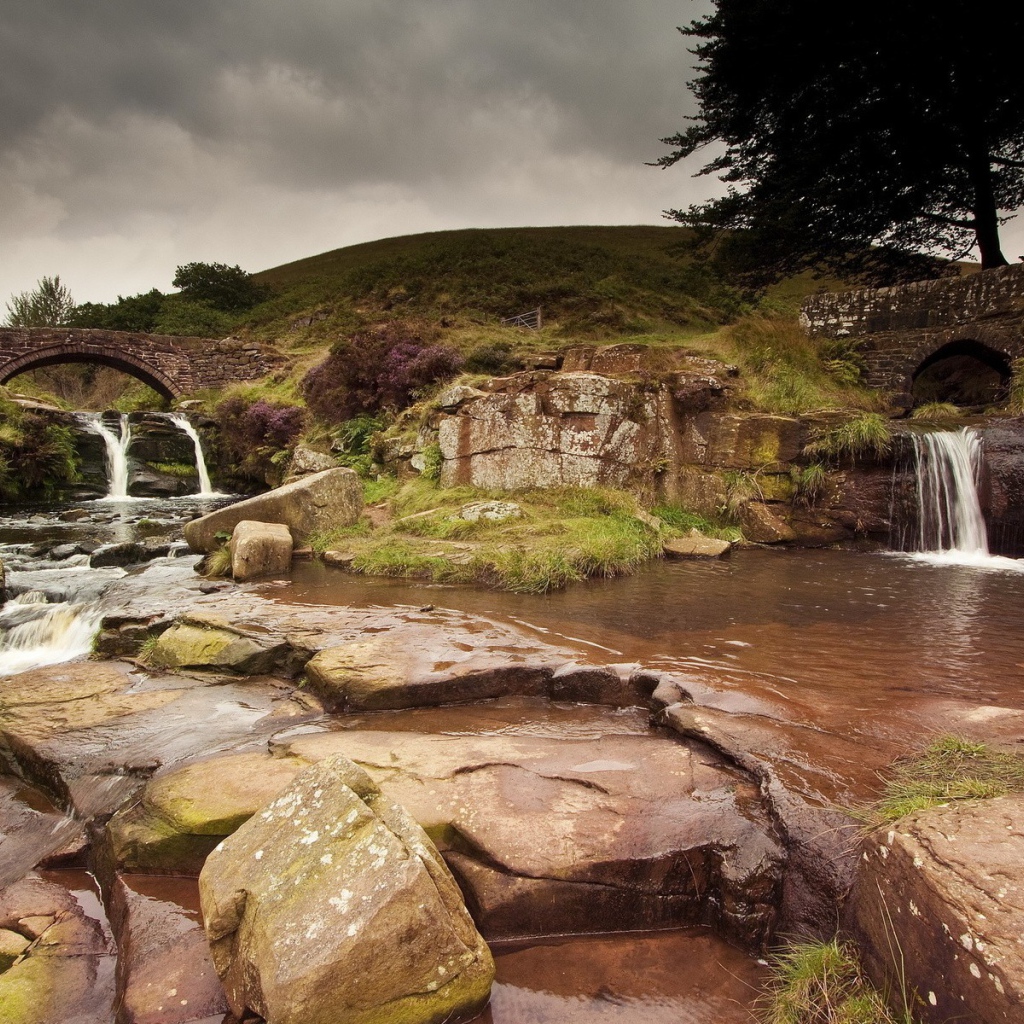 Ухоженные водопады в саду