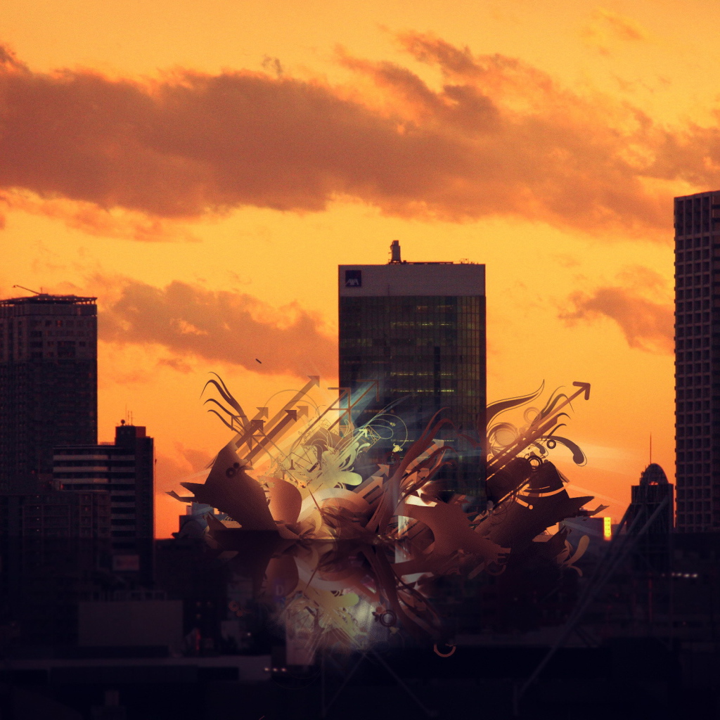 Рисунок на городском пейзаже