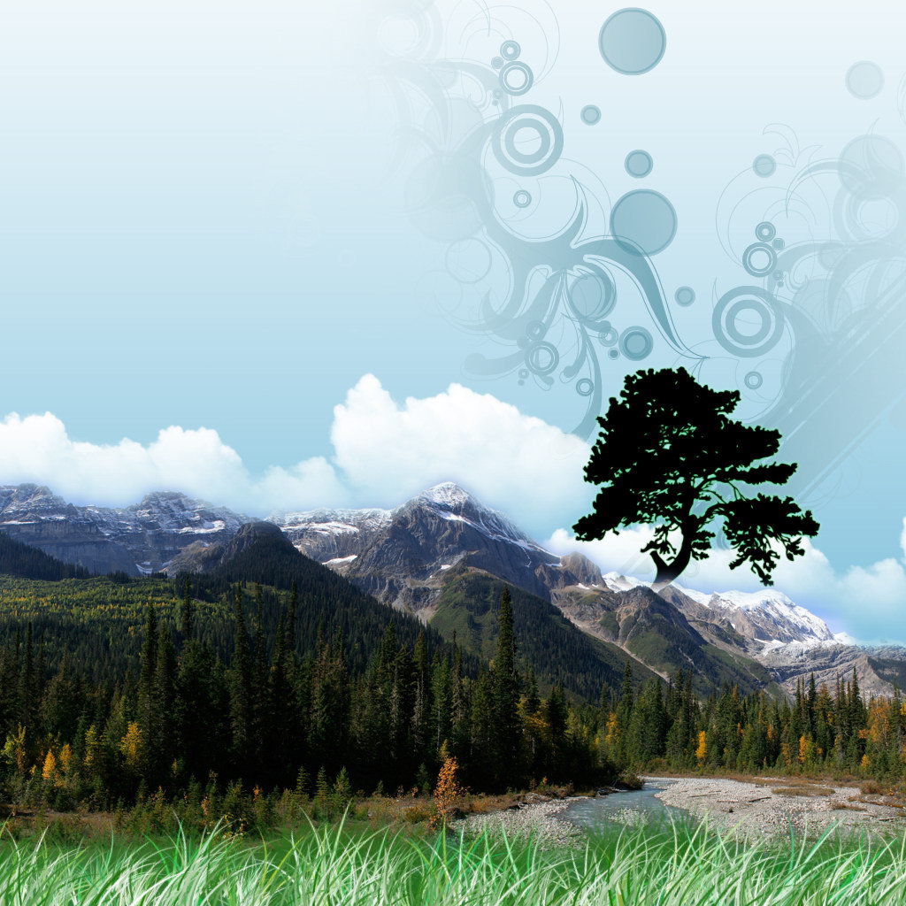 Фотошоп на горном пейзаже