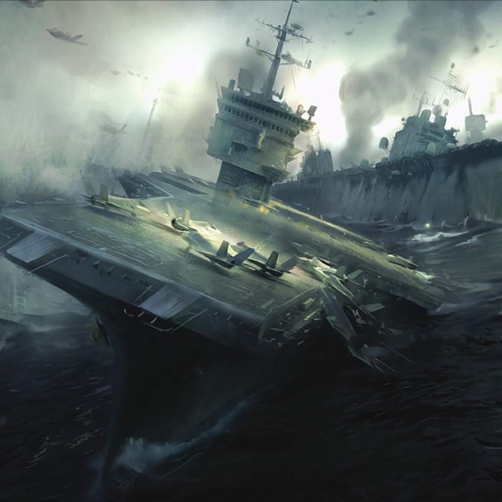 Авианосцы гибнут во время сражения