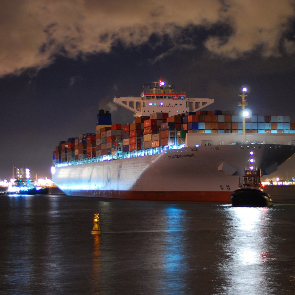 Контейнеровоз Коско в порту