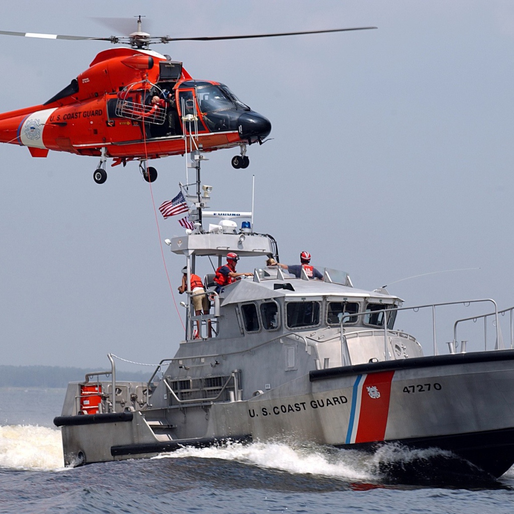Helicopter and boat USCG