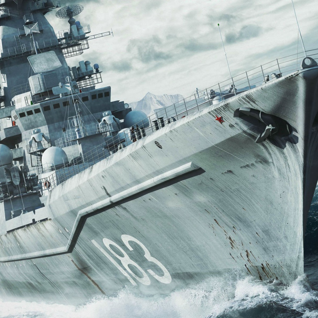 Крен горящего военного корабля