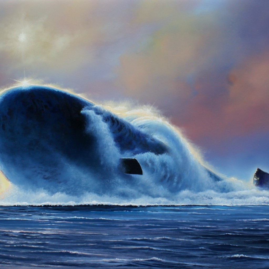 Подводная лодка поднимается на поверхность