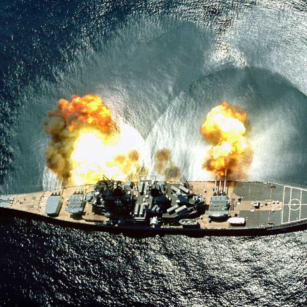 Warship fires at sea
