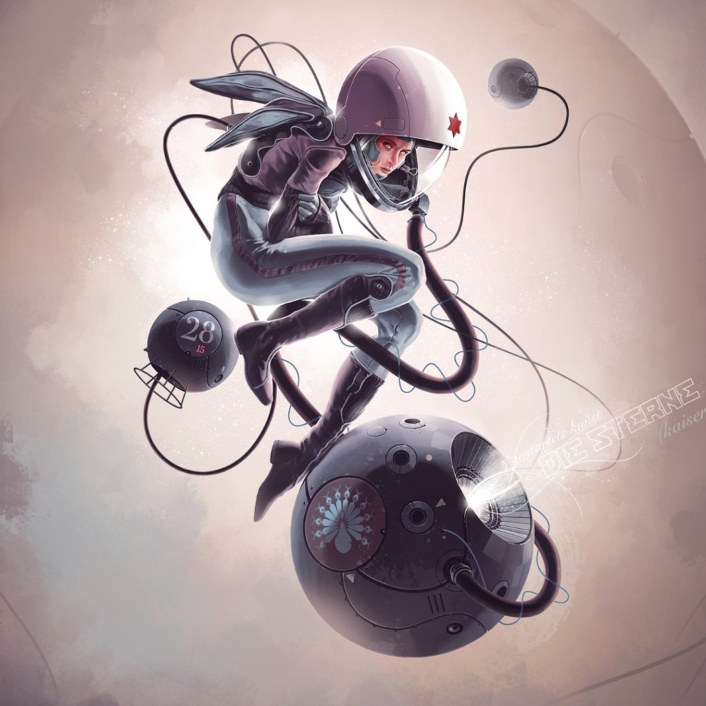 Астронавт с приборами в космосе