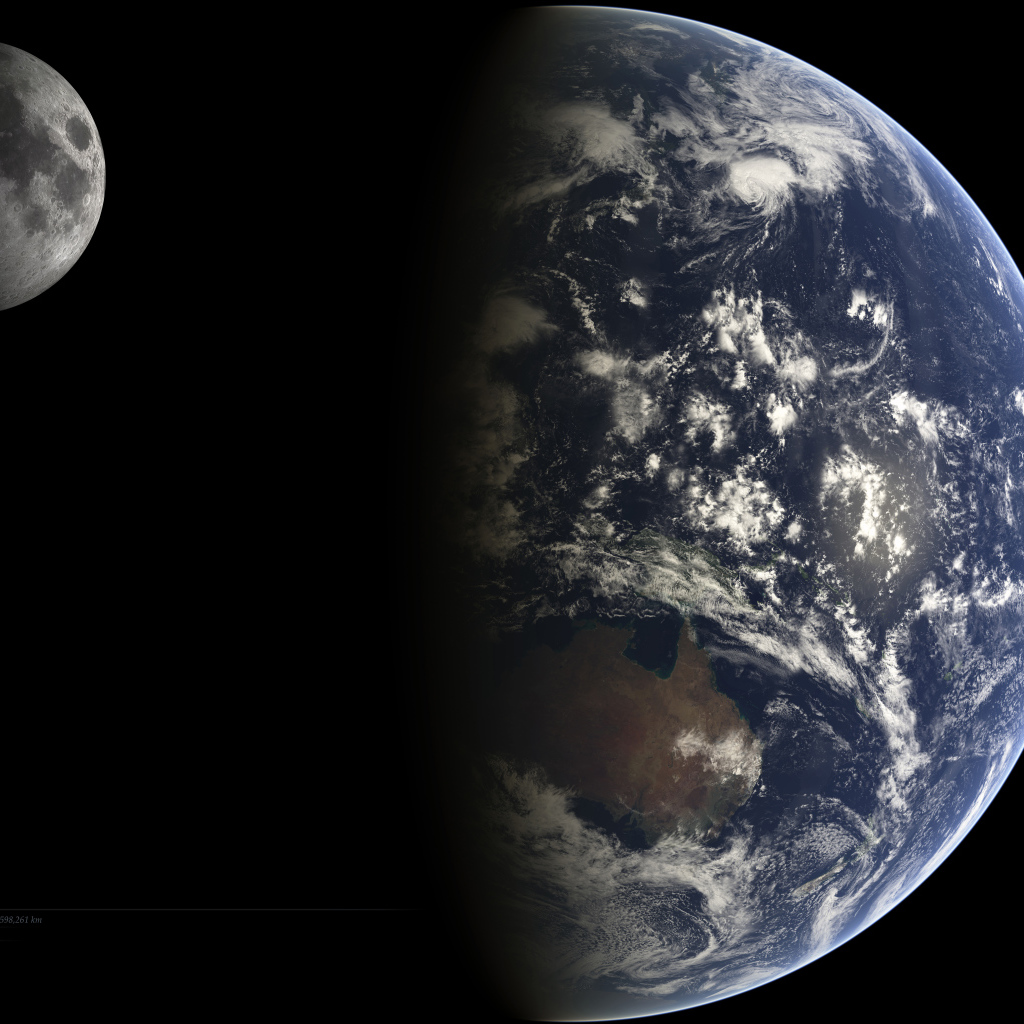 Земля и Луна в космосе