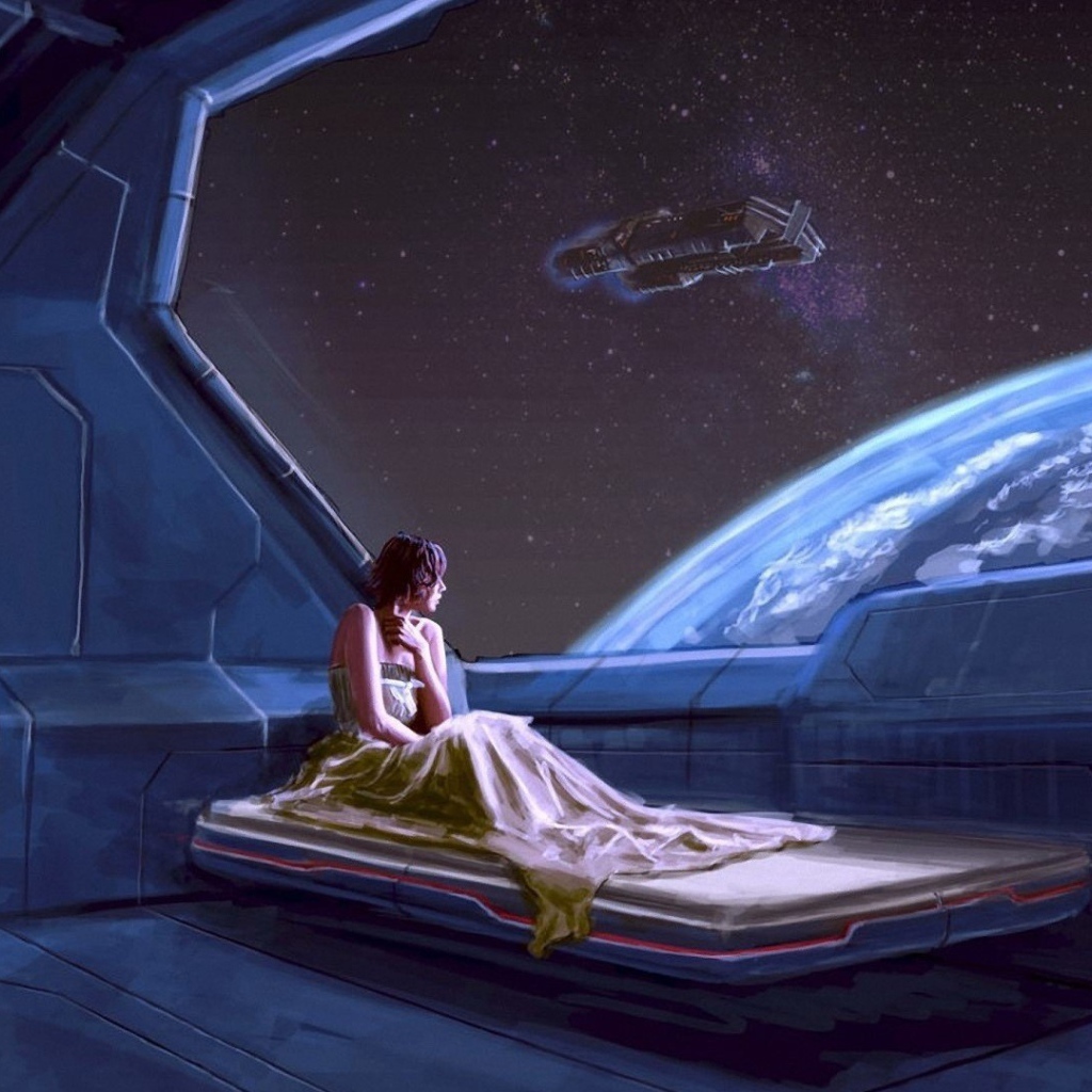 Девушка на космической станции