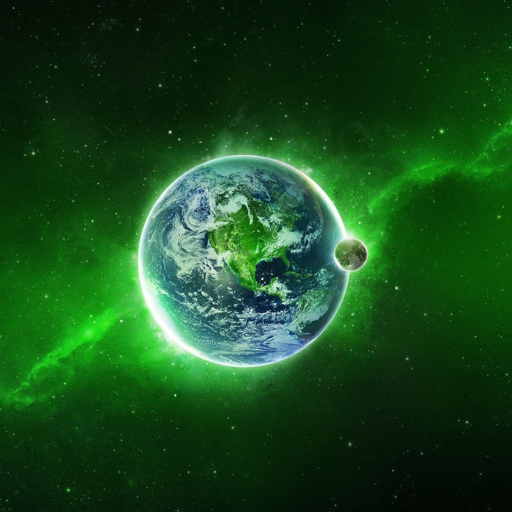 Наша планета в зеленой туманности