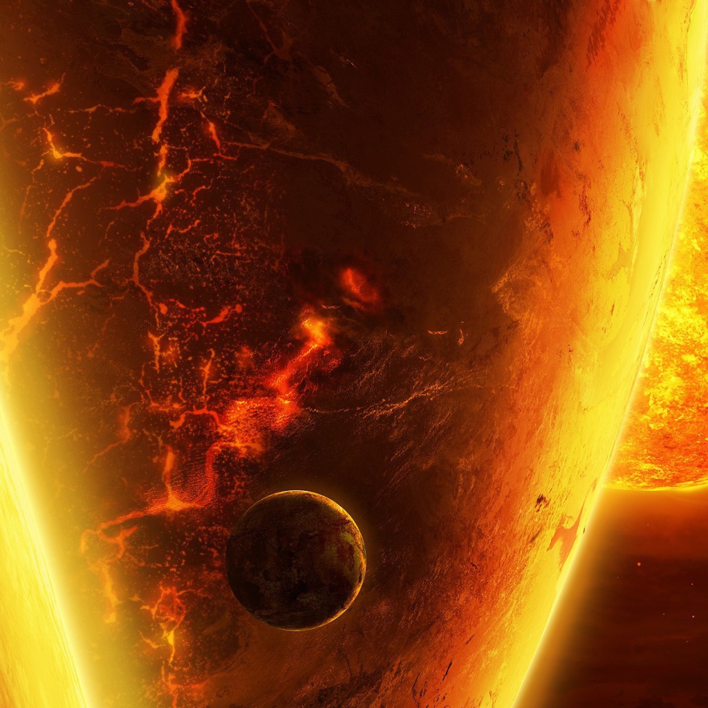 Планета на фоне нескольких солнц