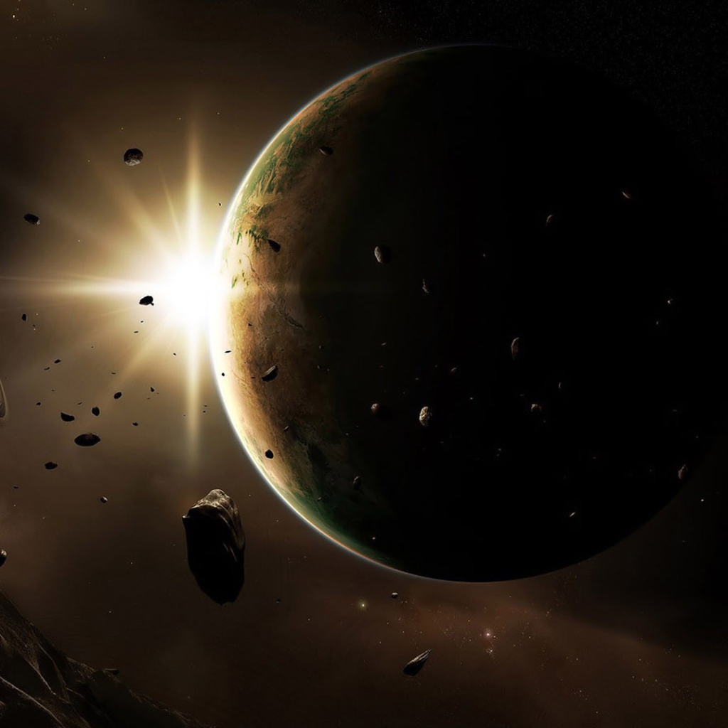 Планета на фоне коричневого космоса