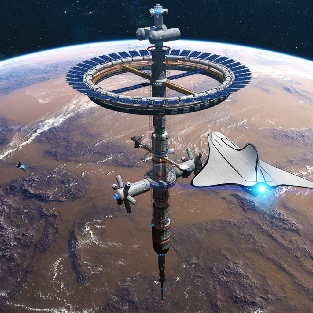 Космическая станция над Марсом