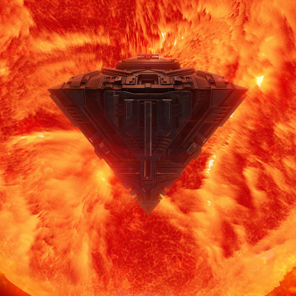 Космический корабль перед Солнцем