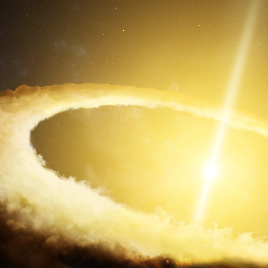 Луч плазмы пробил туманность в космосе