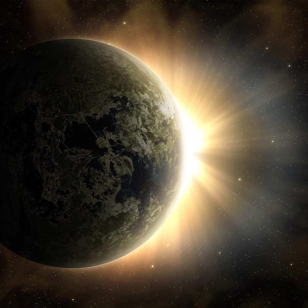 Яркое сияние позади планеты