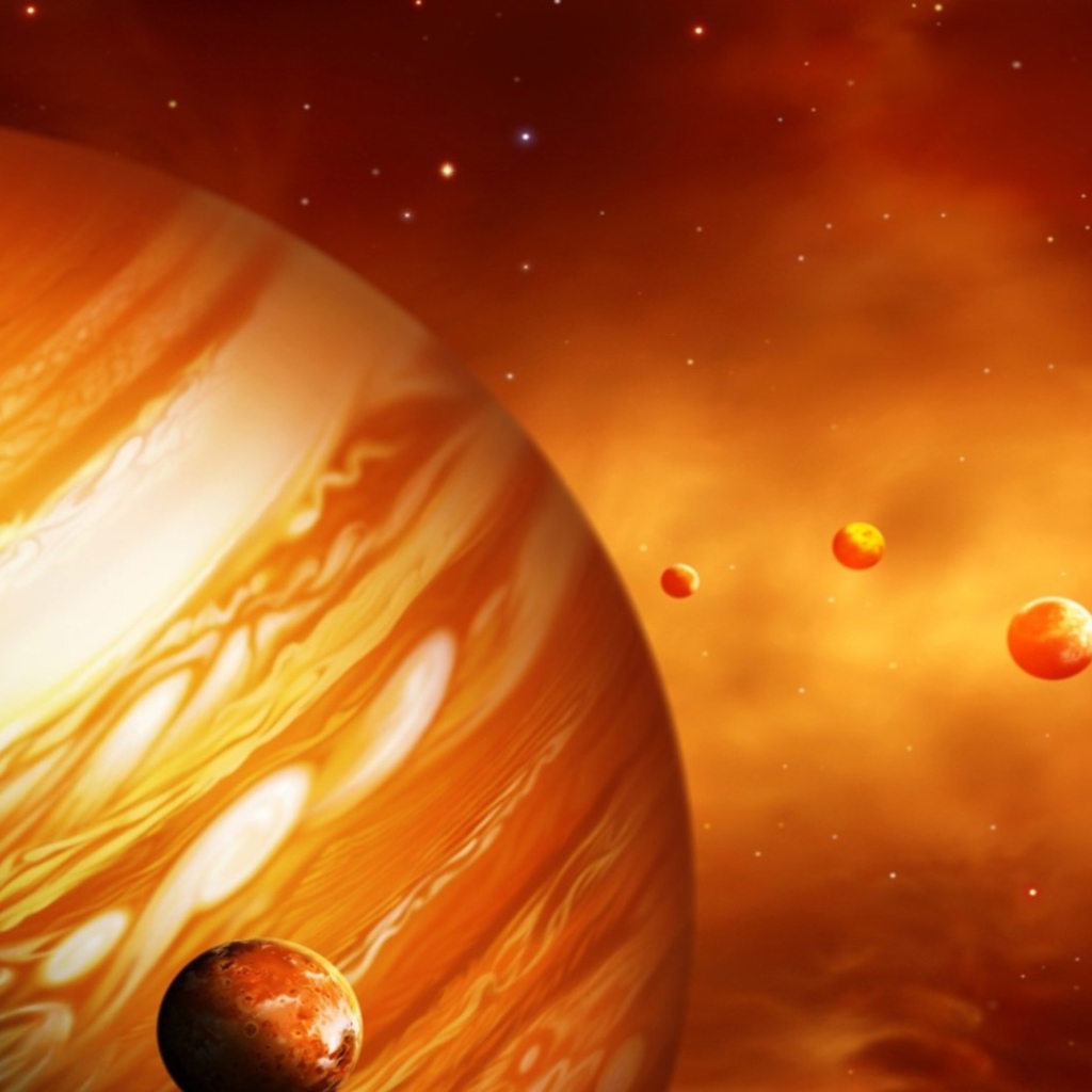 Планета Юпитер со спутниками