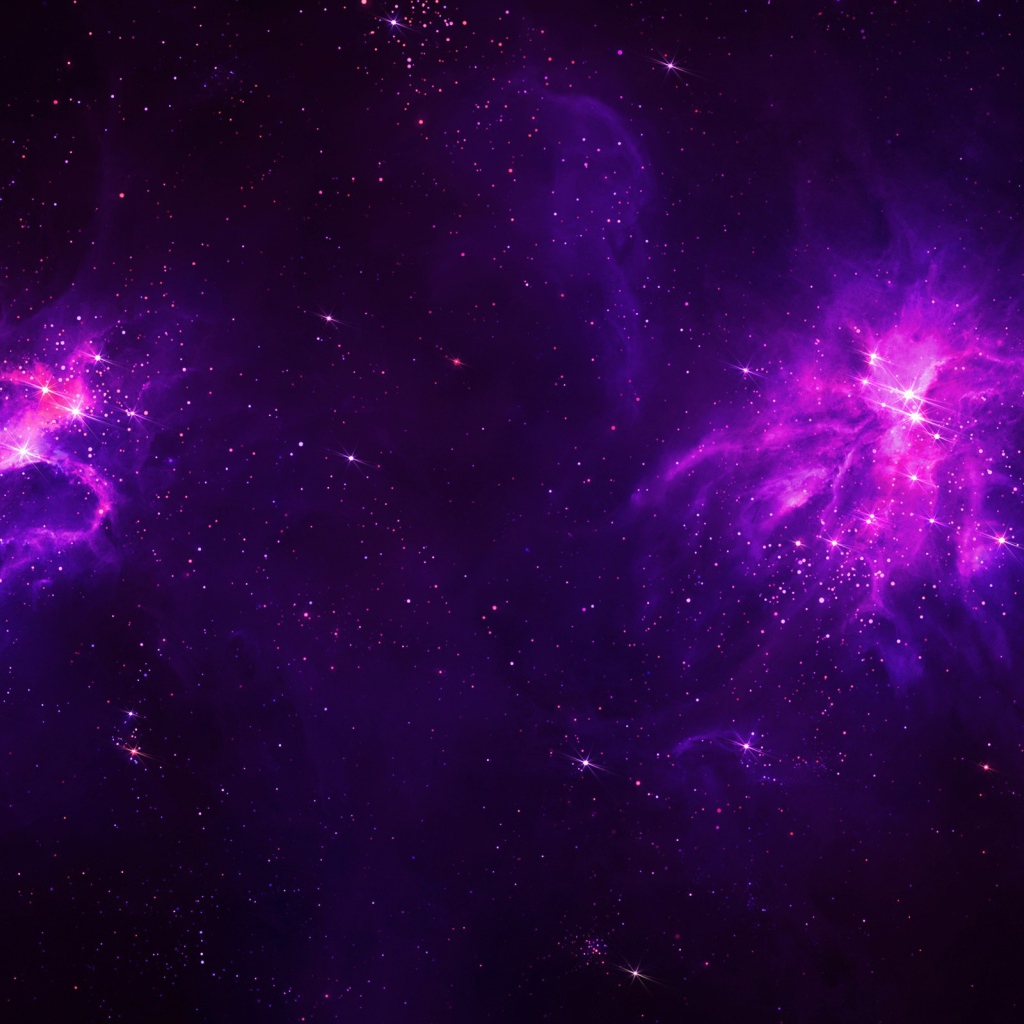 Две фиолетовых галактики в космосе