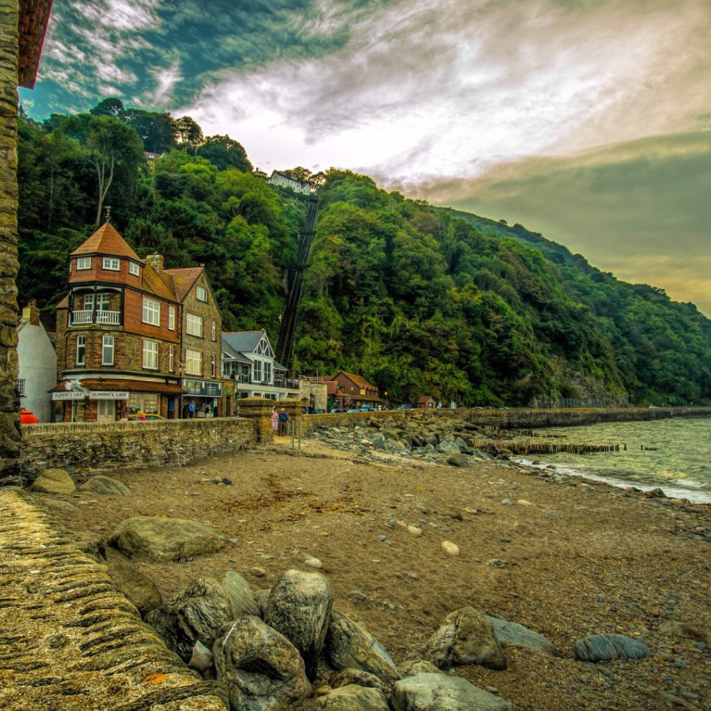 Дома у берега моря в Англии, HDR фото