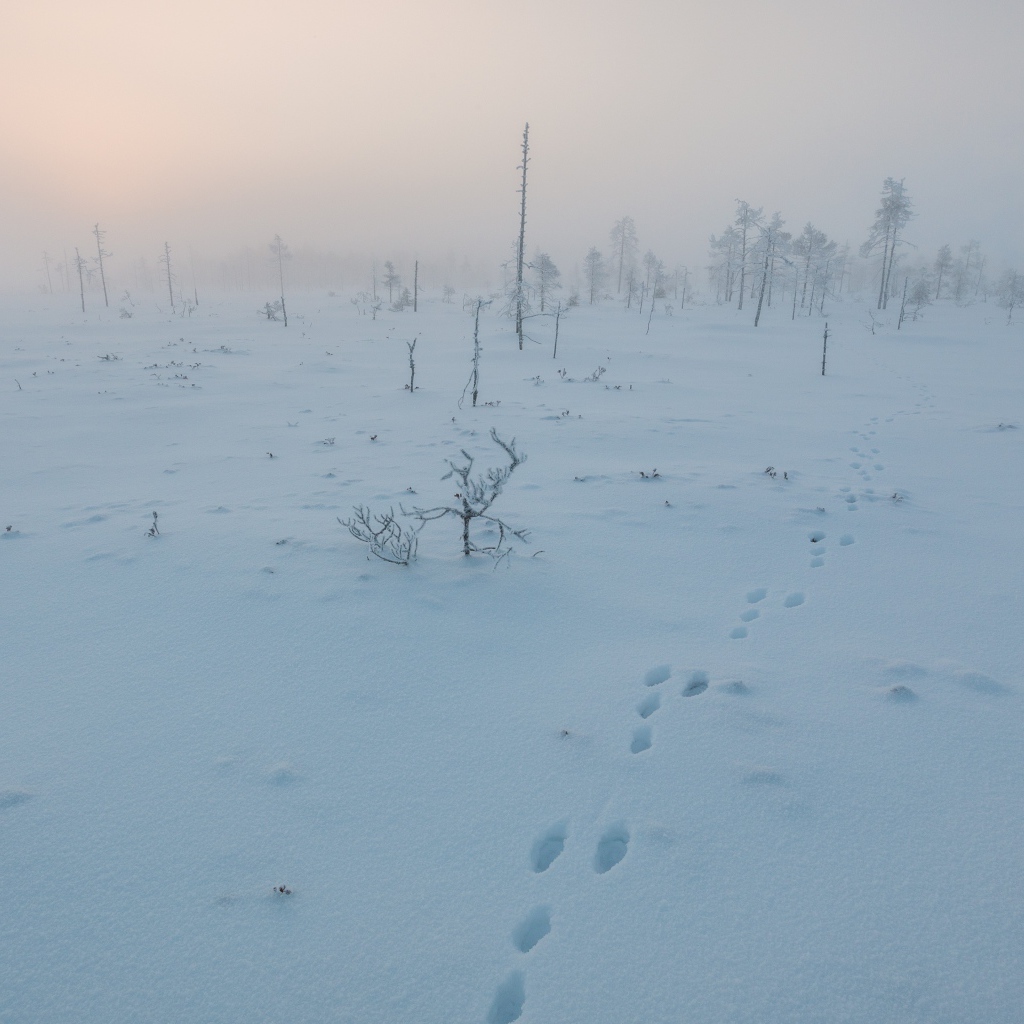 Покрытое снегом поле в Финляндии