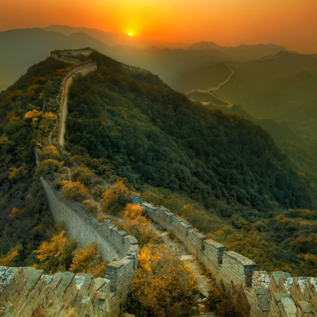 Great Wall of China at sunset