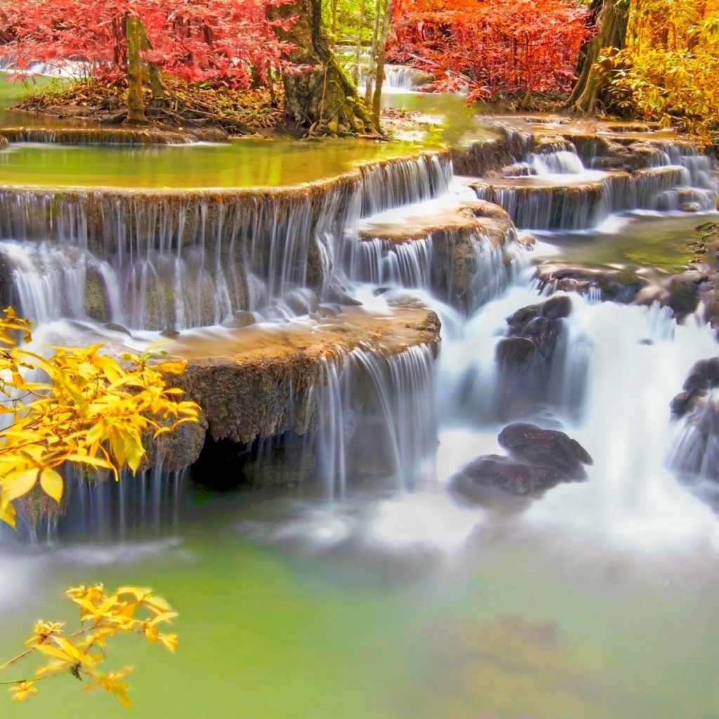 Stepped waterfall in tropical Thailand