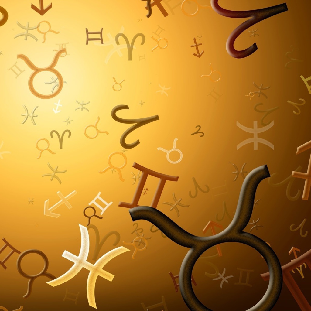 Знаки зодиака парят на коричневом фоне