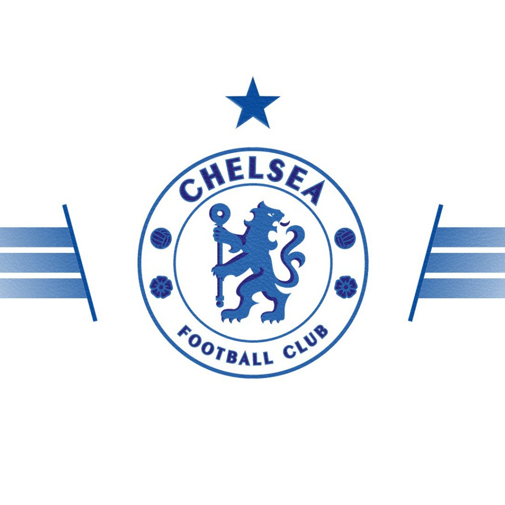 Футбольный клуб Челси, логотип  голубой на белом