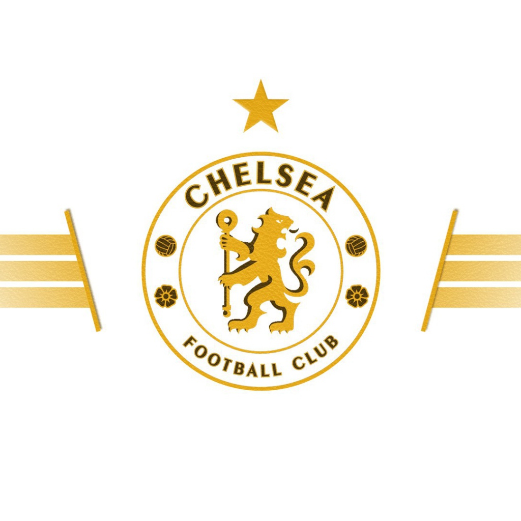 Футбольный клуб Челси, логотип золотой на белом