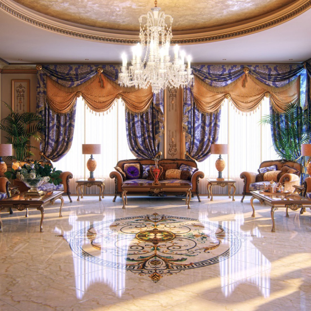 Интерьер гостиной в богатом доме