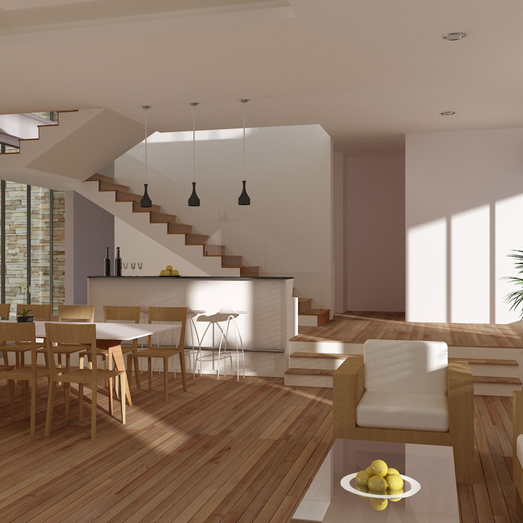 Комната с лестницей на второй этаж