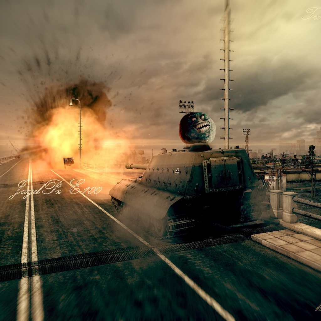 Выстрел из танка Jagdpanzer E 100 в игре World of Tanks