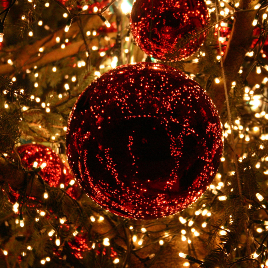 Яркие огни на елке в Новый год 2017