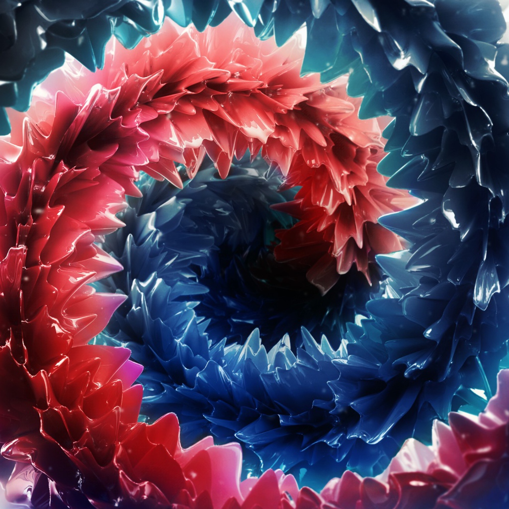 Абстрактная красно-синяя спираль 3 д  графика 