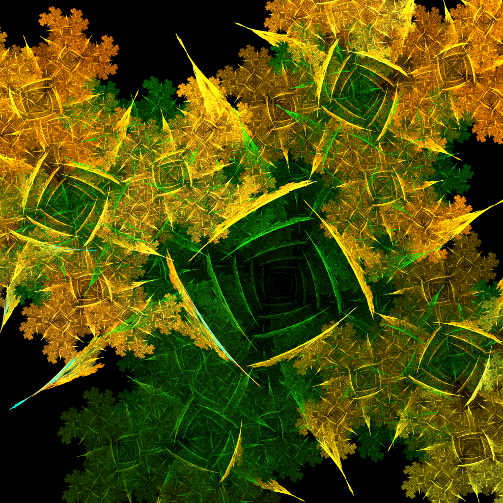 Абстрактный желто зеленый рисунок на черном фоне