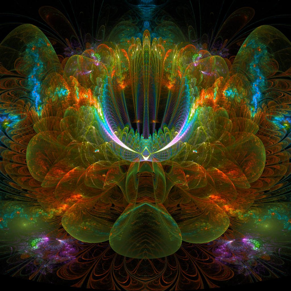 Необычный разноцветный фрактальный цветок  