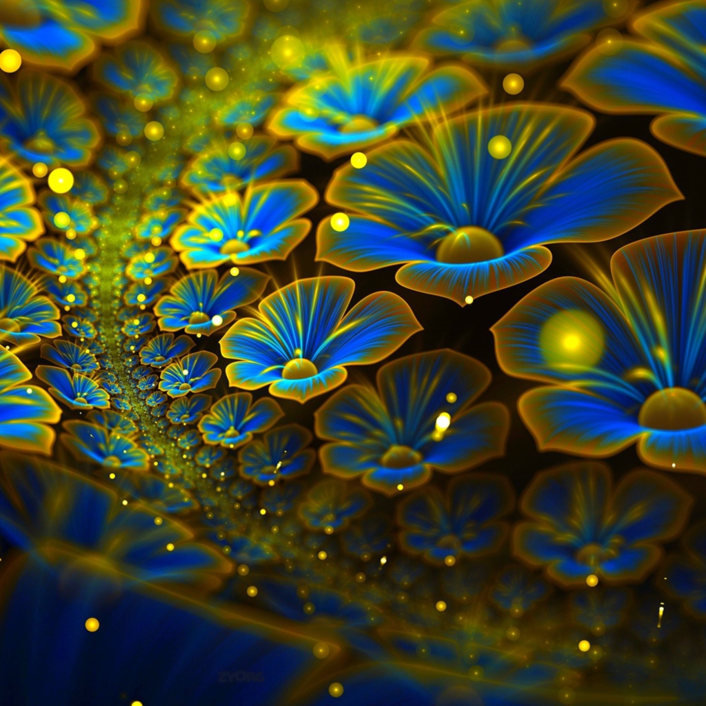 Красивые голубые цифровые цветы 