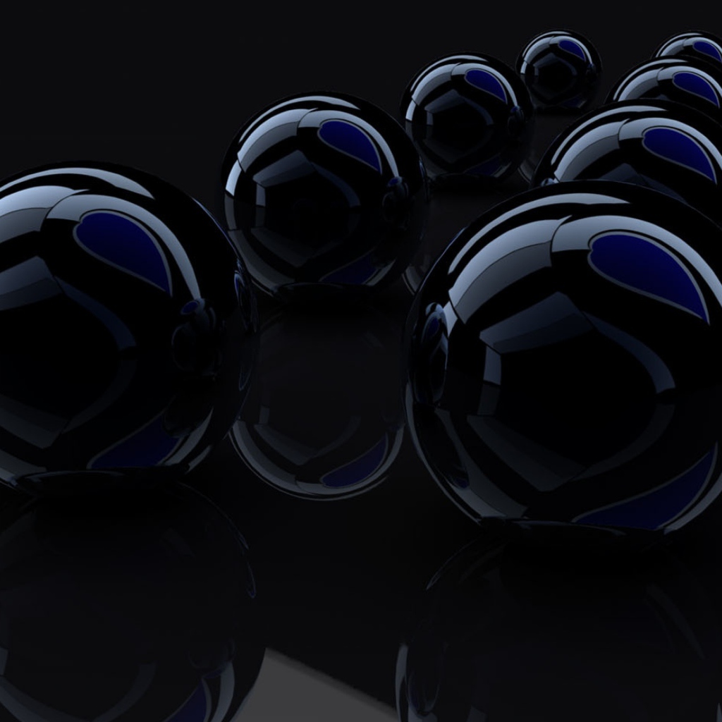 Черные стеклянные шары,  рендеринг 