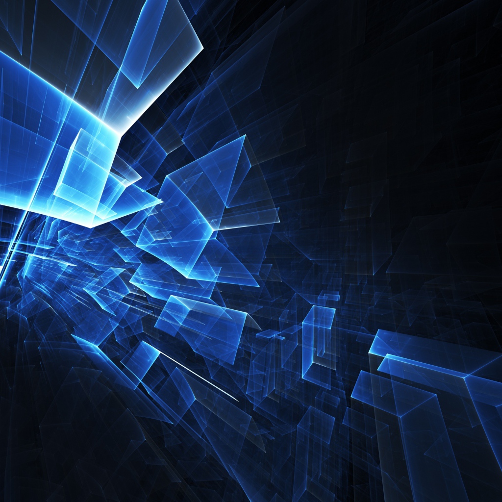 Голубые абстрактные фигуры в воздухе 3д графика