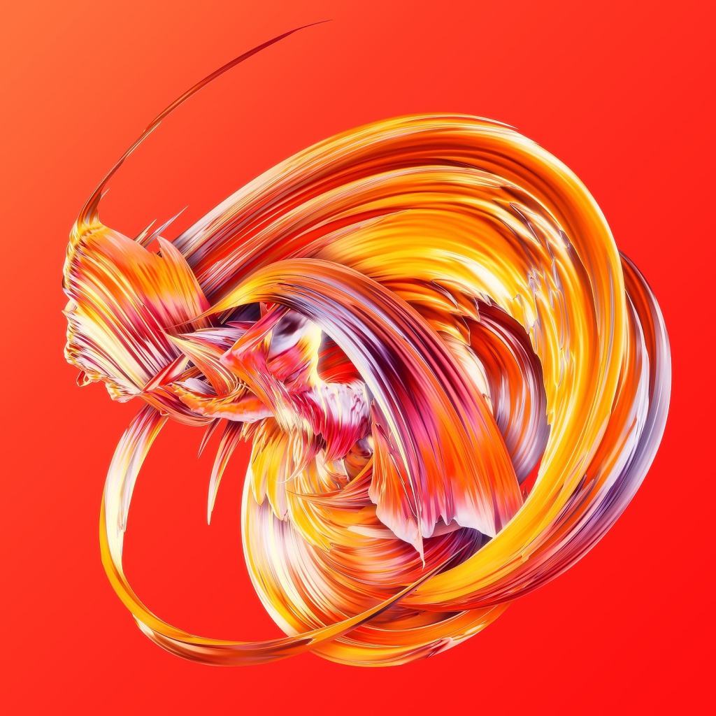 Красочные волны на оранжевом фоне 