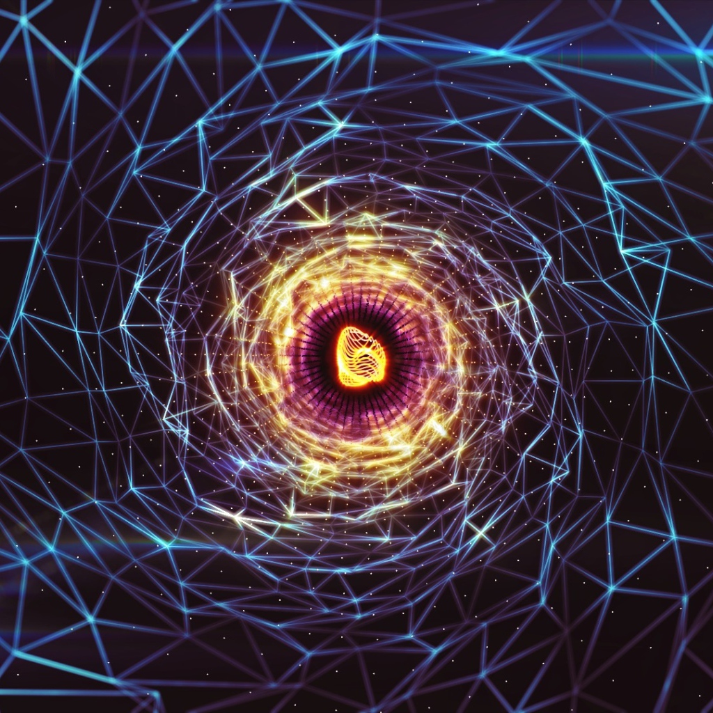 Электронная паутина из светящихся нитей 3д графика 