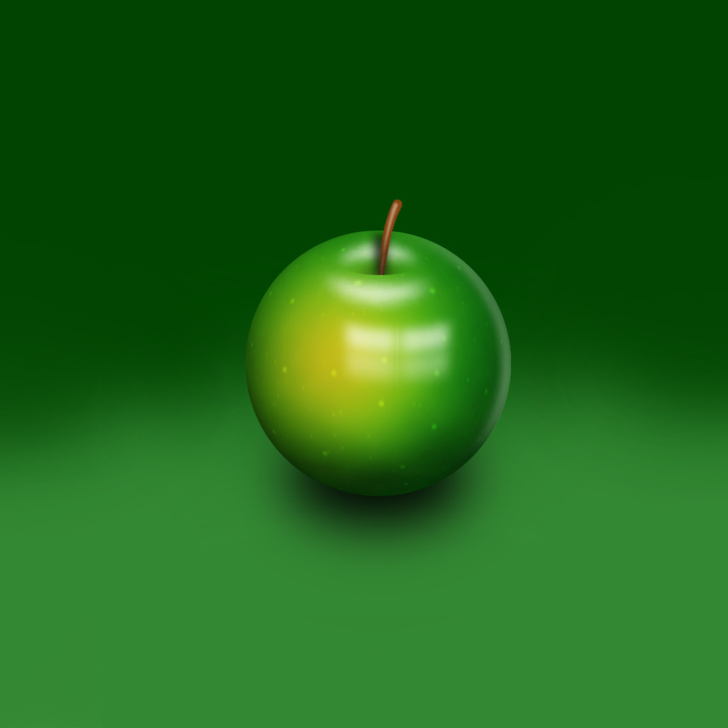Зеленое яблоко на зеленом фоне 3D графика 