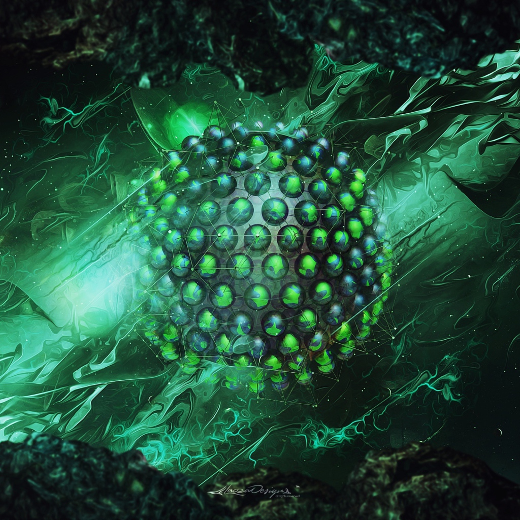 Зеленая сфера рендеринг, абстракция 