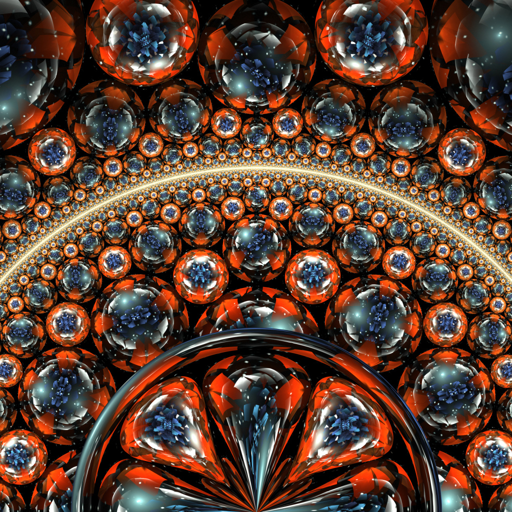 Разноцветные сферы, фрактальный рисунок