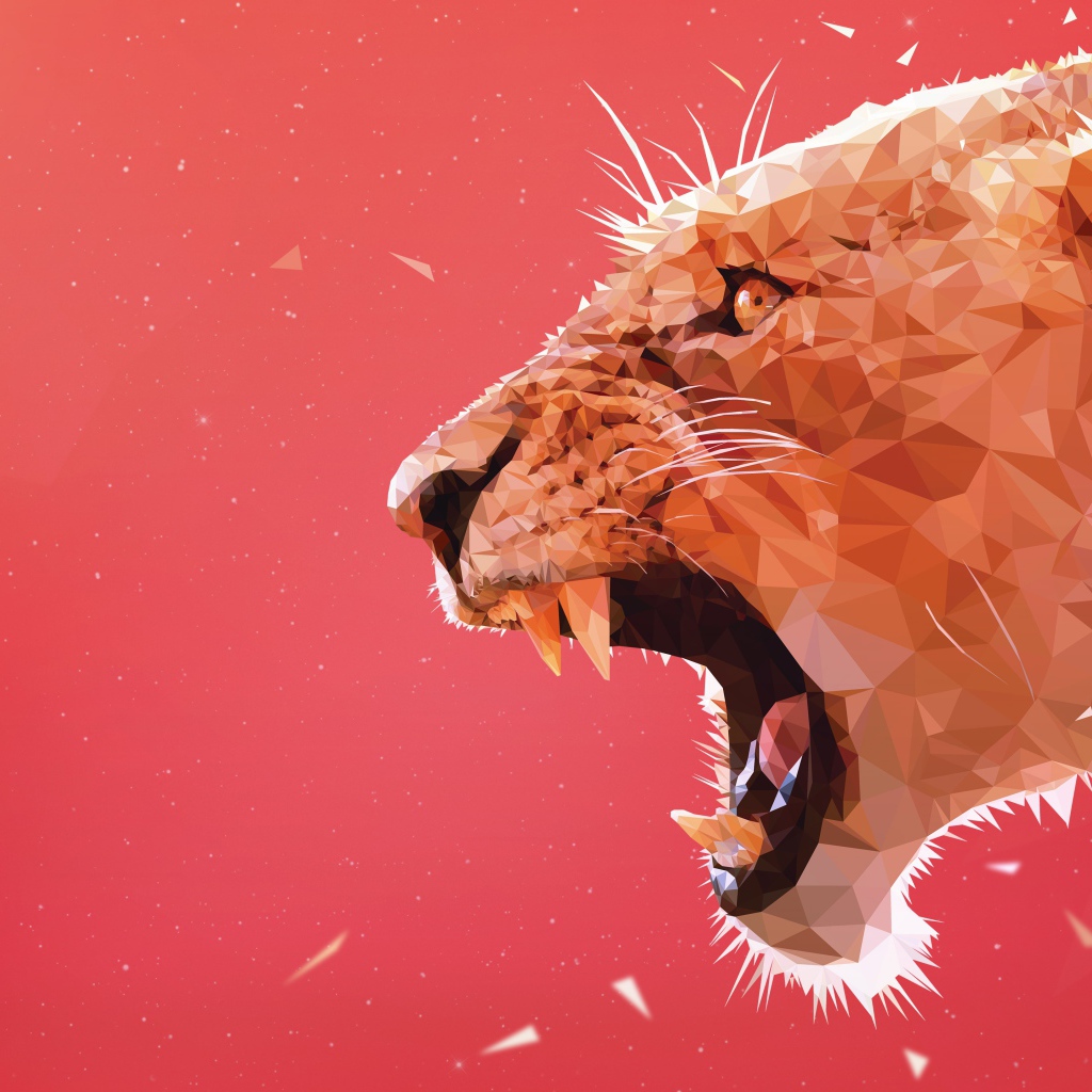 Хищная львица на розовом фоне 3д графика