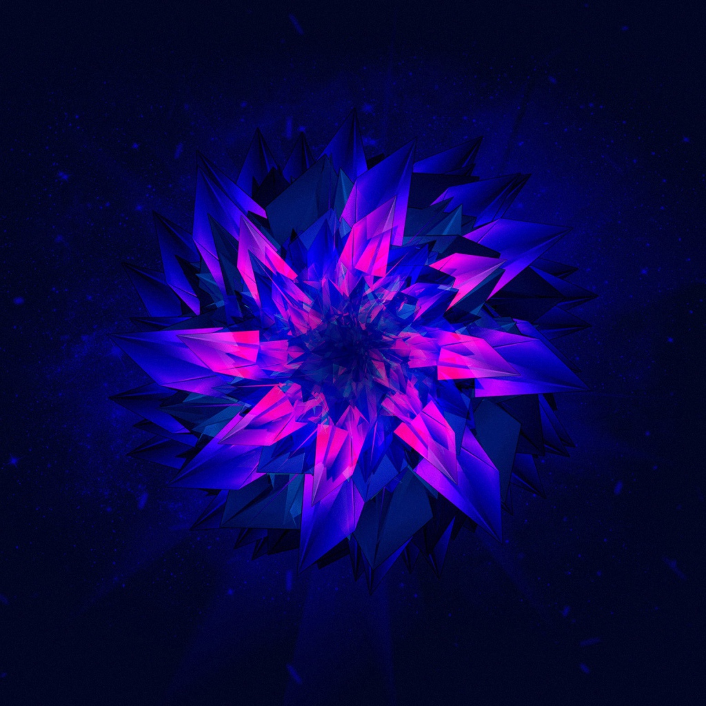 Фиолетовый абстрактный цветок на синем фоне