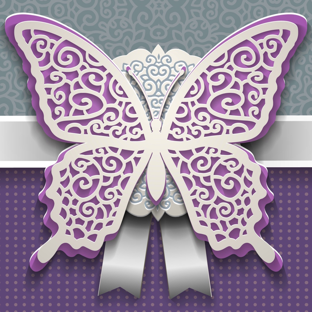 Purple butterfly with white, 3d graphics